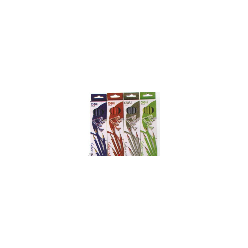  Boite de 12 Crayons graphites HB DELI avec embout gomme Coloris au choix 