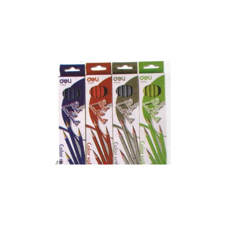  Boite de 12 Crayons graphites HB DELI avec embout gomme Coloris au choix 