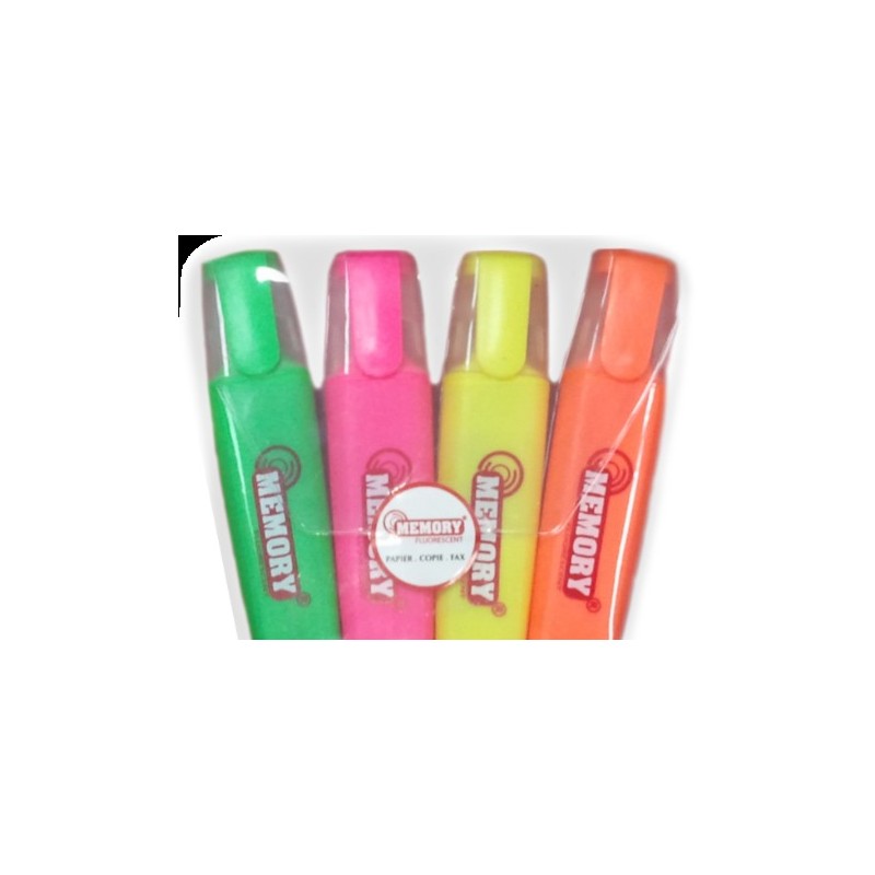  Pochette de 4 Fluorescents MEMORY Couleurs assorties 