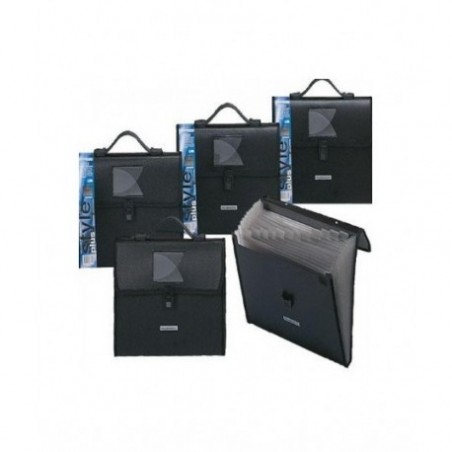  Lot de 10 Porte-documents à soufflets FOLDERMATE Format A4 Coul Noir 
