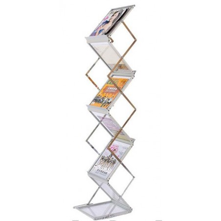  Porte Brochure ZIG ZAG portable recto-verso en Aluminium gris mat 