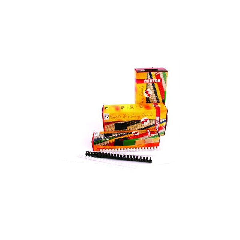 Boite de 50 baguettes spirales plastiques MINTRA 28 mm pour reliure A4 Col au choix 
