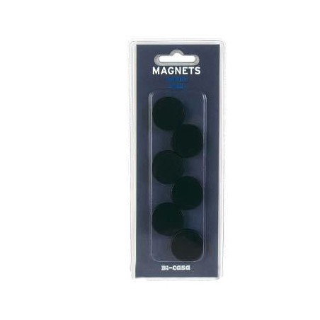  Pochette de 6 Aimants Magnétiques BI-OFFICE Noirs Dim Ø 15x5 mm 