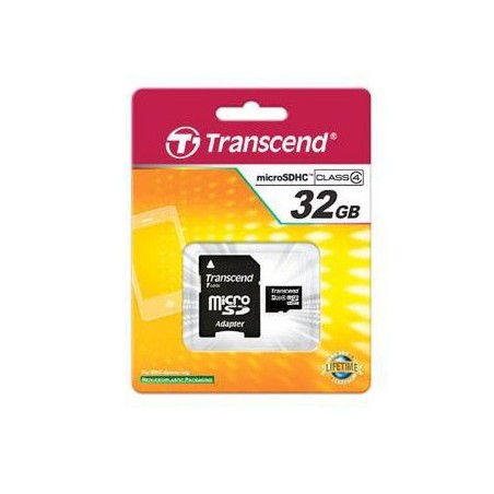  Carte mémoire MicroSDHC Transcend 32 Go classe 4 avec adapteur 
