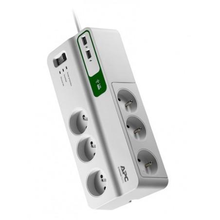  APC Essential SurgeArrest 6 prises avec 2 ports de charge USB, 5 V, 2,4 A, 230 V, 