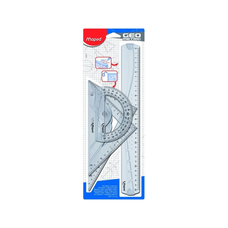 Kit de traçage 30 cm 4 Pièces géométriques Maped