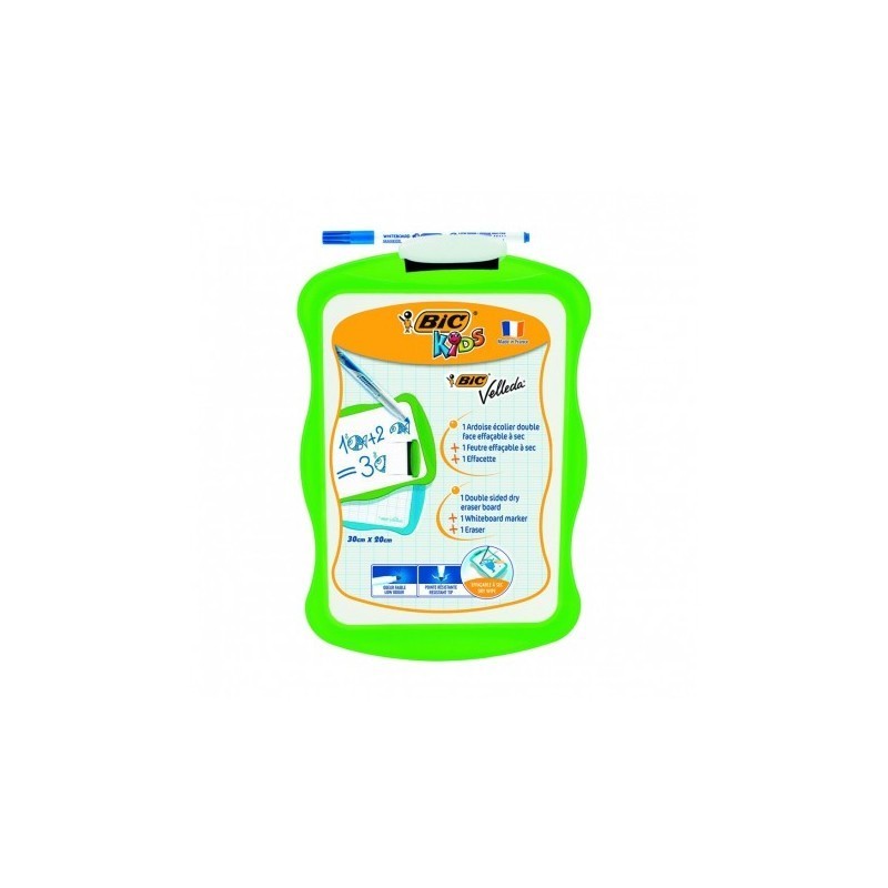Ardoise Blanche Bic Velleda 20*30 + 1 Feutre Bleu + 1 Effacette