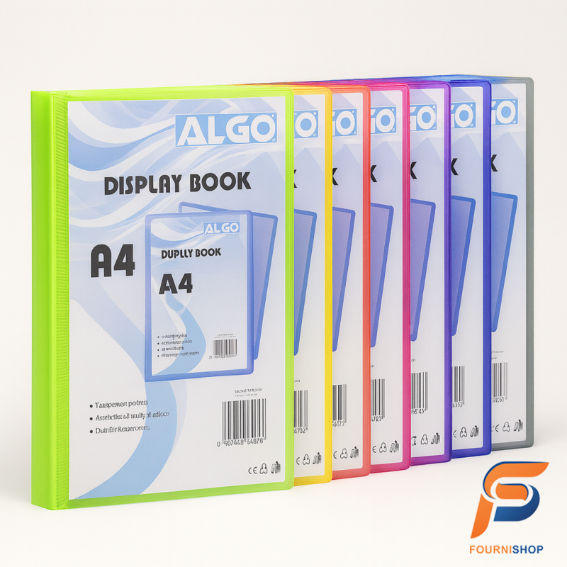Lot de 5 Porte-Vue A4 Personnalisable 200 V – ALGO | Capacité XXL - 9 Couleurs Assorties | Maroc