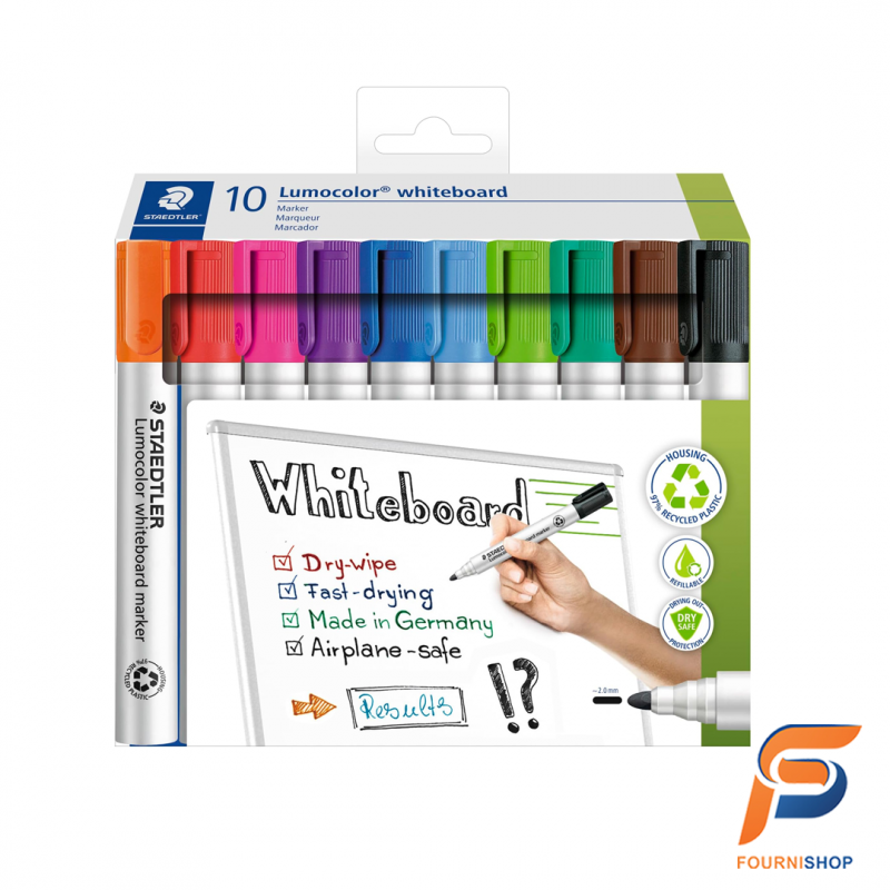 Marqueurs Tableau Blanc x10 STAEDTLER | Effaçables, Couleurs Vives & Qualité Pro | Maroc